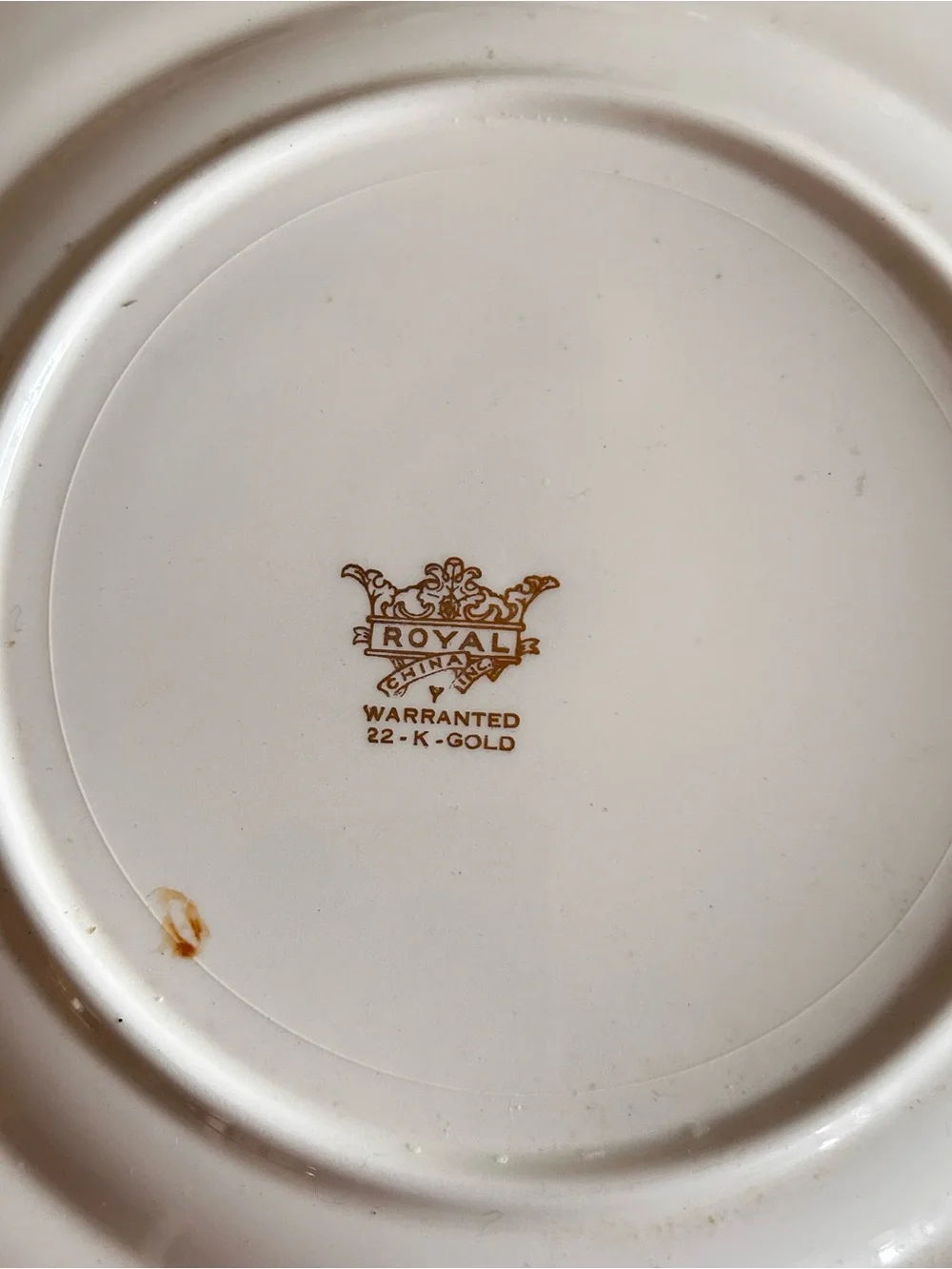 Vintage Royal China 11” Dinner Plate 22k Gold Detailing
